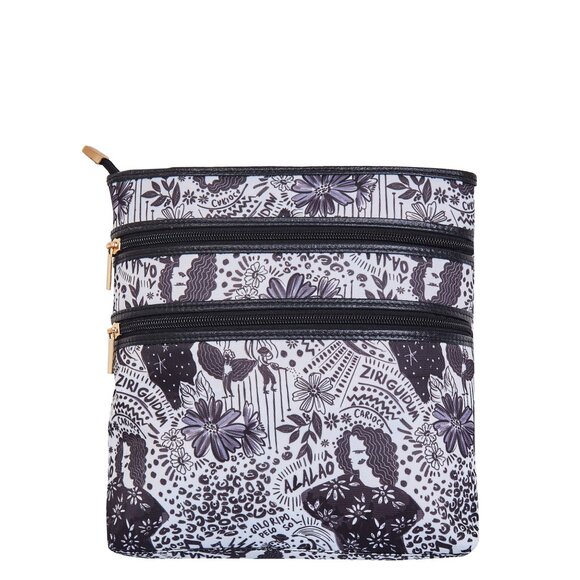 Women Black Printed Fabric Crossbody Sling Bag with Leather Trim–Shoulder Purse - Picture 9 of 9